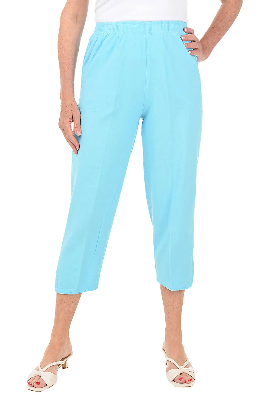 Crinkle Button Tab Crop Pant