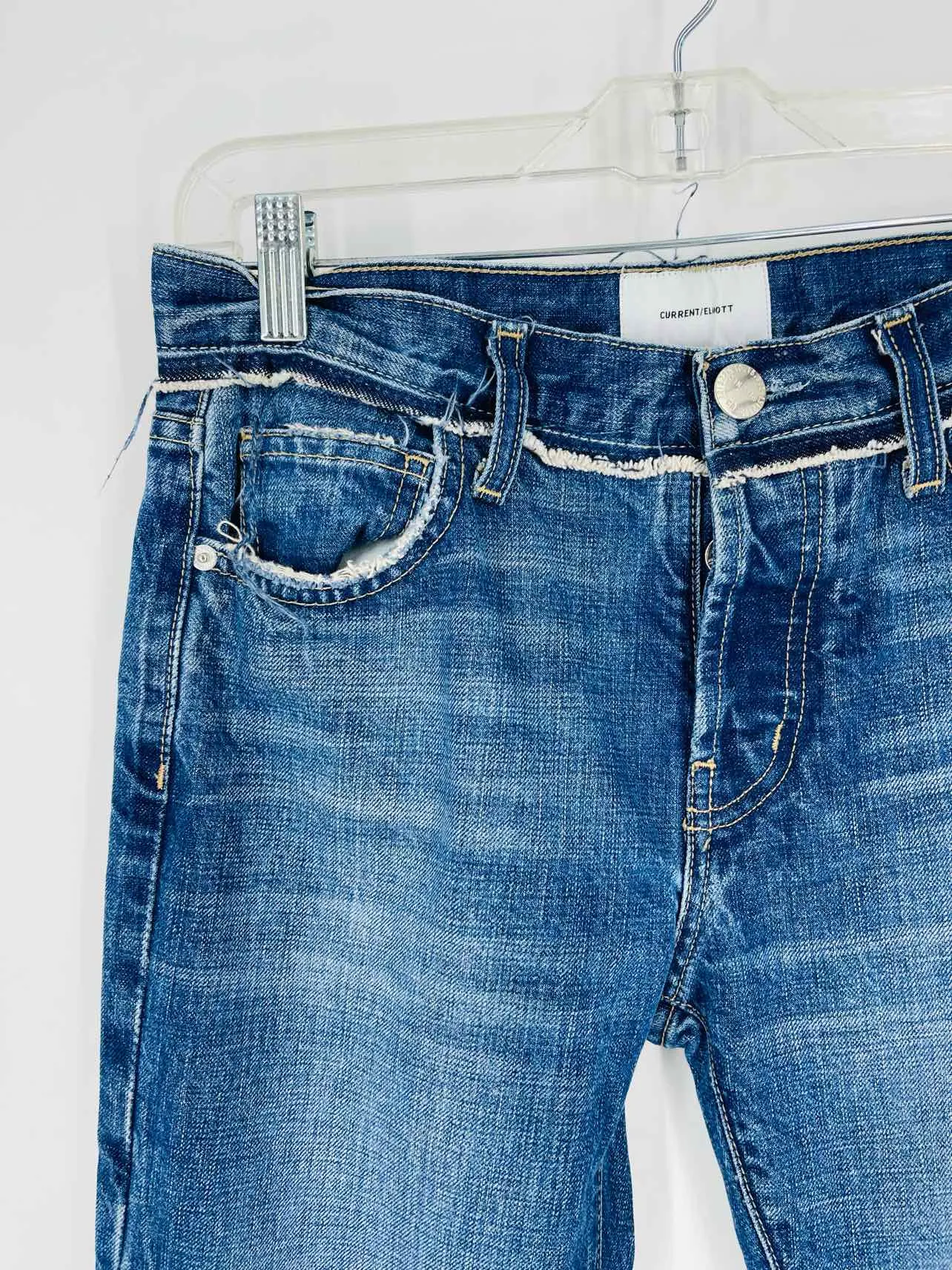 Current/Elliott Size 25=0 Dk Denim Distressed Premium Denim Jeans