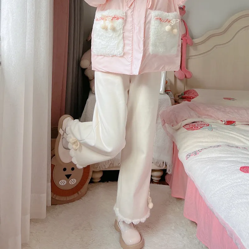 Cute bow thick straight-leg pants PL52866