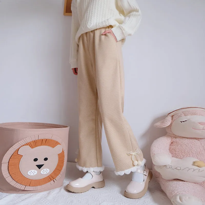 Cute bow thick straight-leg pants PL52866