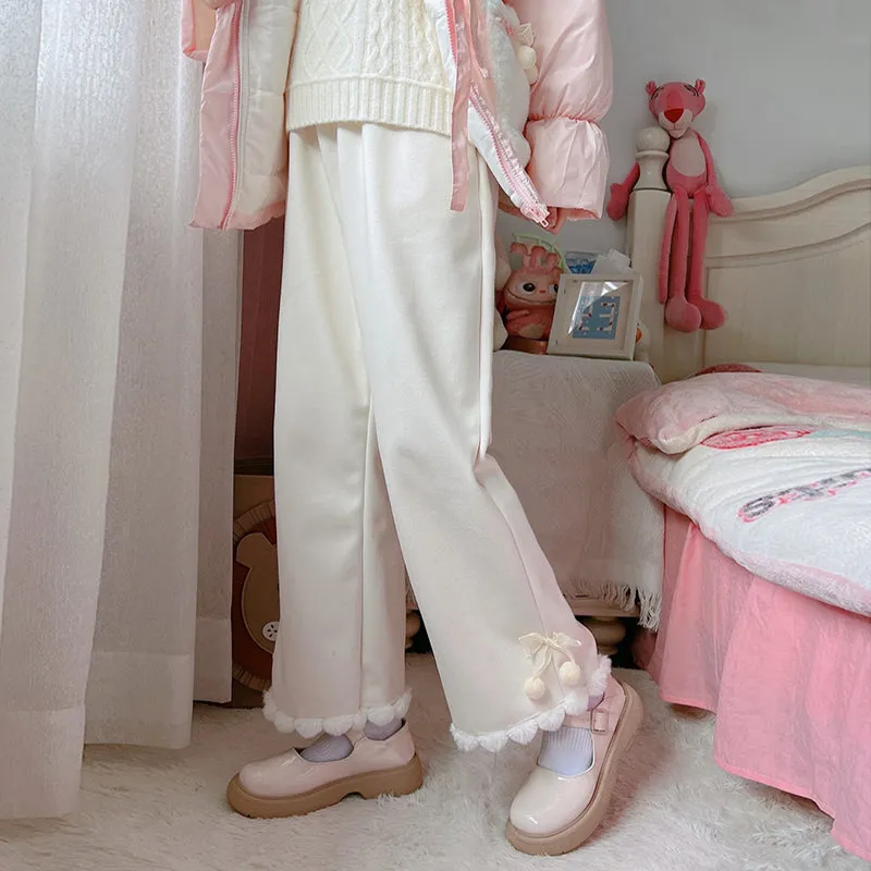 Cute bow thick straight-leg pants PL52866