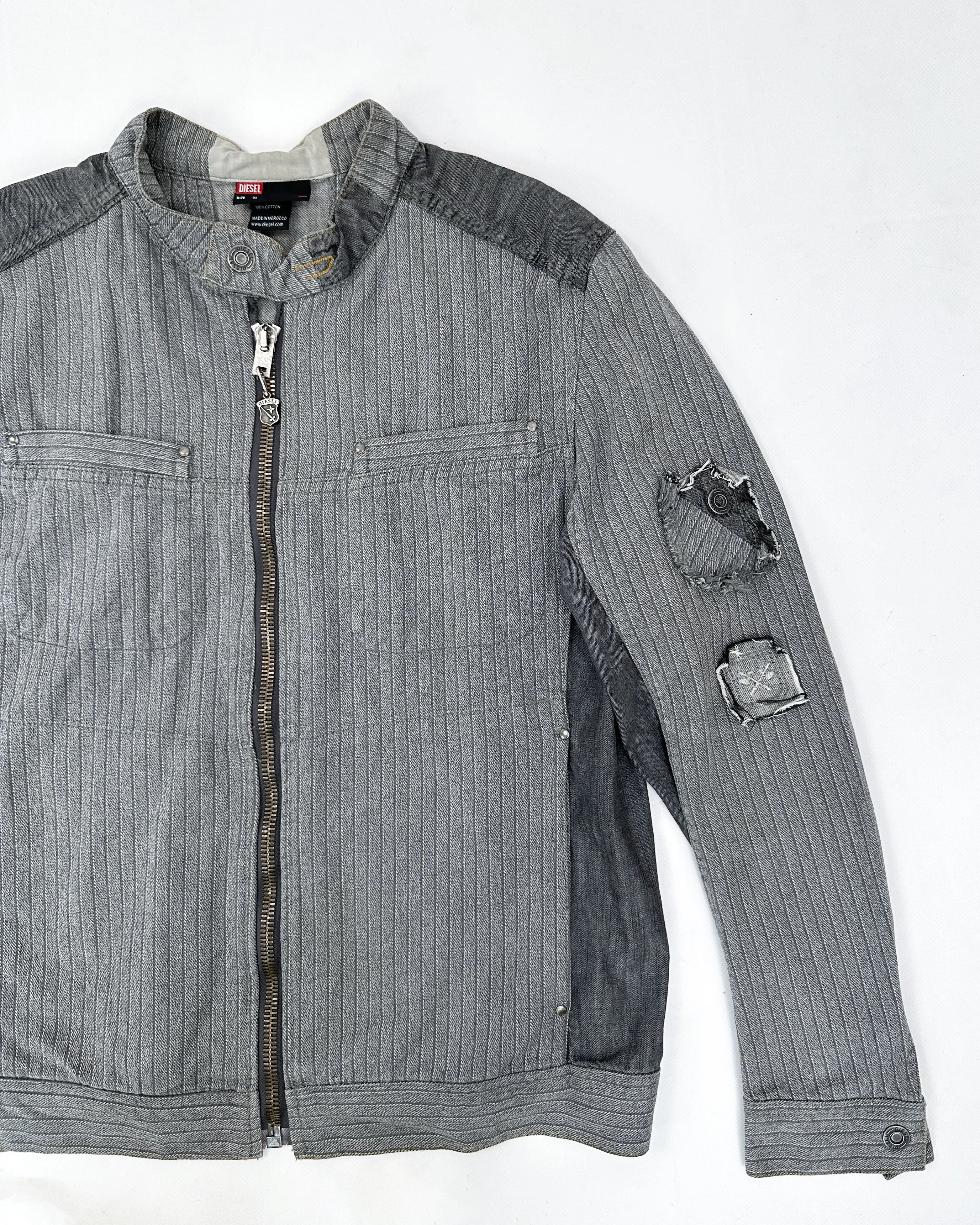 Diesel Grey Distressed Denim Jacket 1990's