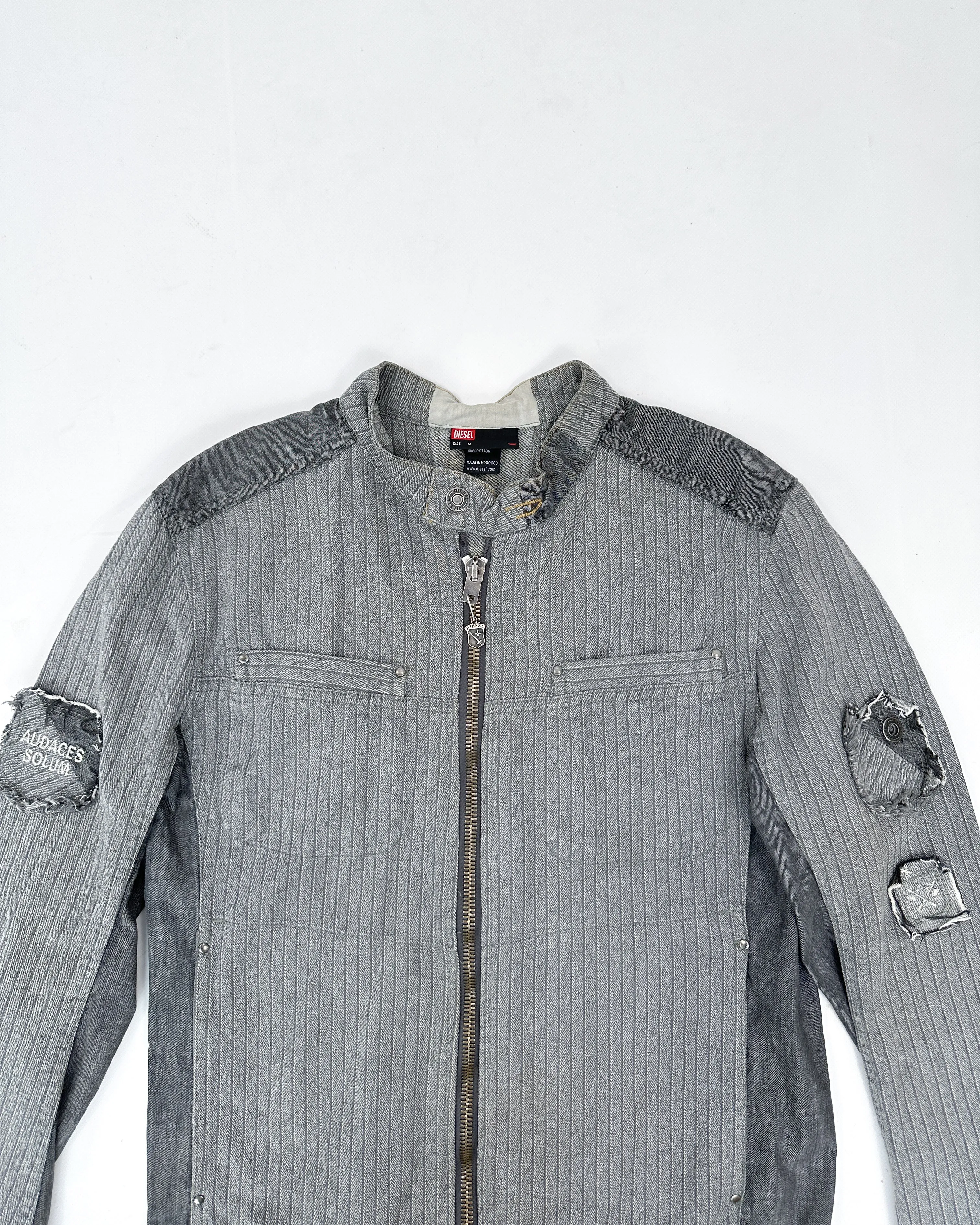 Diesel Grey Distressed Denim Jacket 1990's