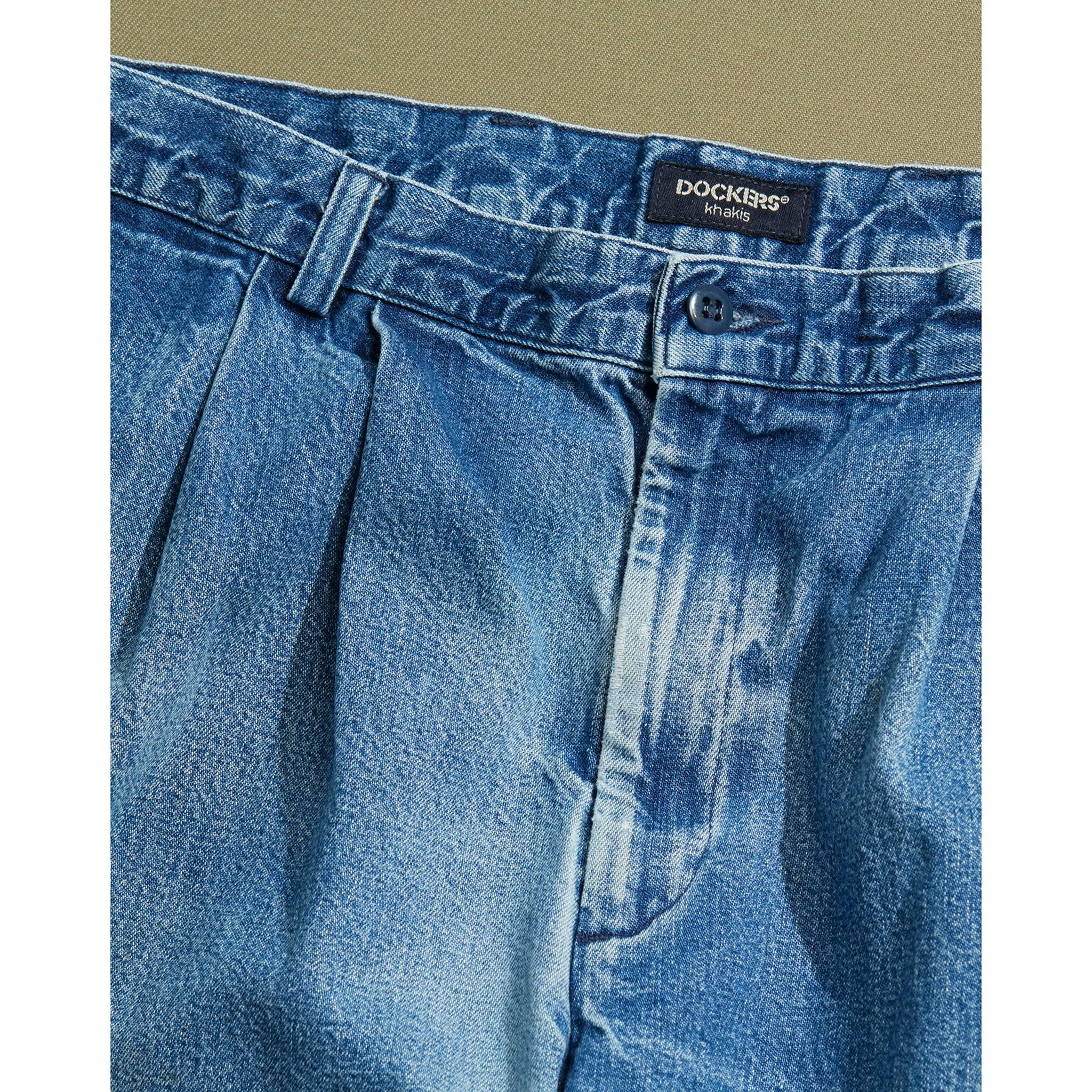 Double Pleated Denim Pants - 32 x 31