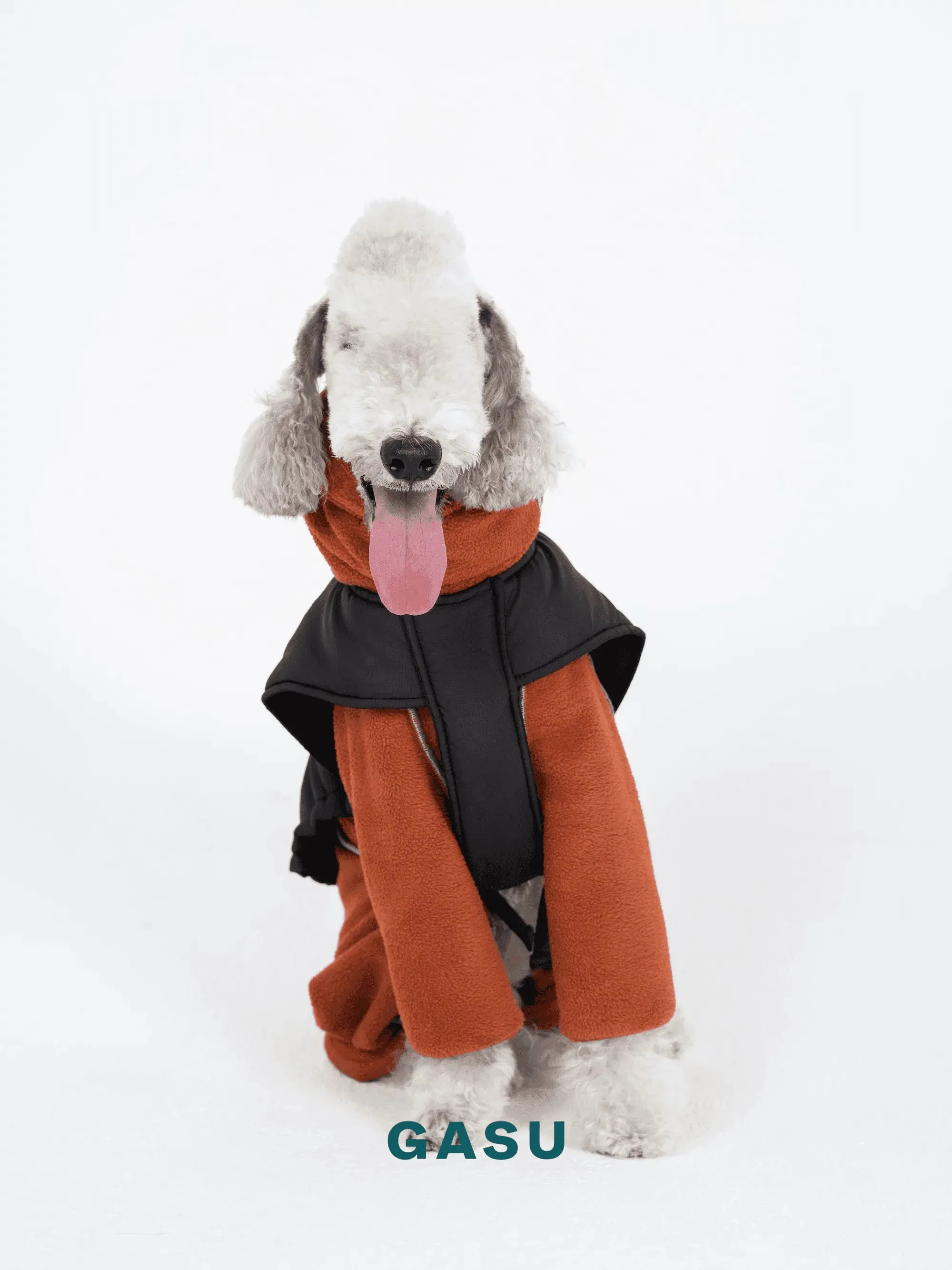 Double-sided 4-Leg Fleece Dog Jumpsuit | Persimmon