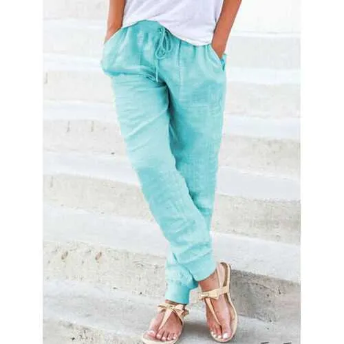 Drawstring Solid Casual Pant