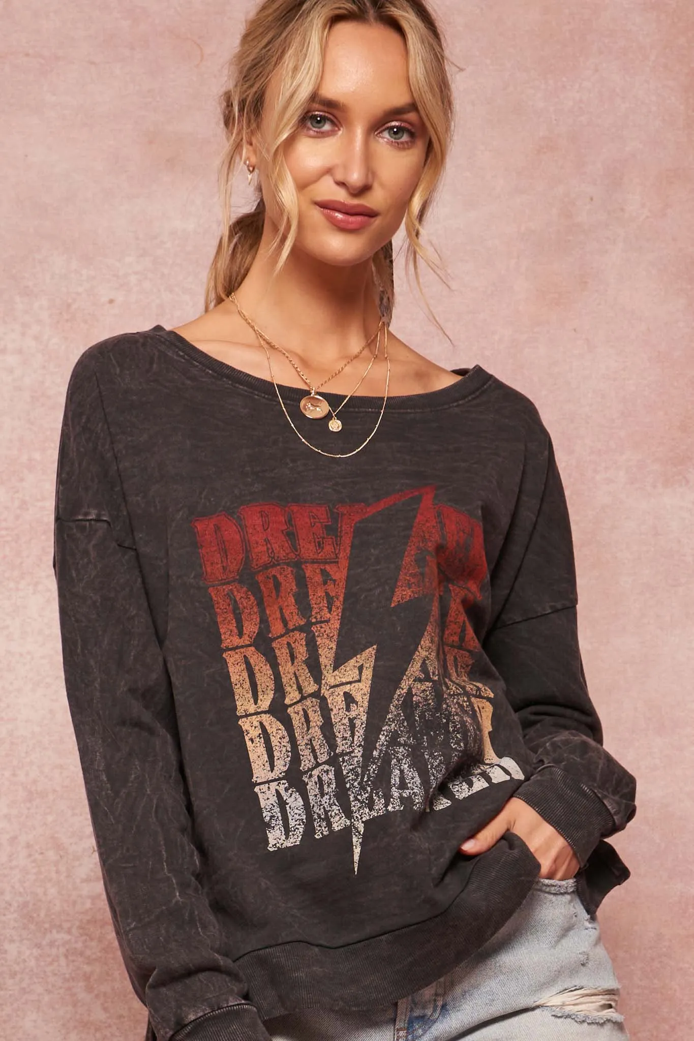 Dreamer Vintage-Washed Graphic Sweatshirt