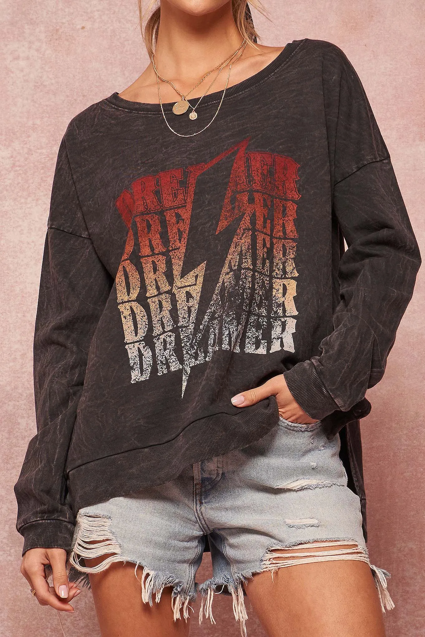 Dreamer Vintage-Washed Graphic Sweatshirt