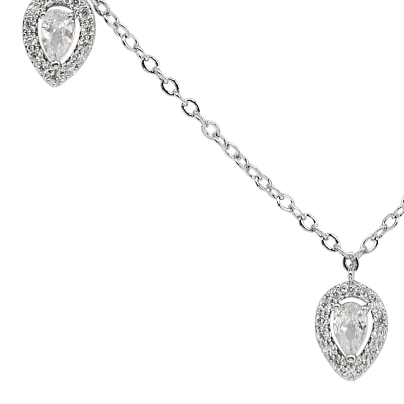 Droplet Necklace - Silver Zirconia