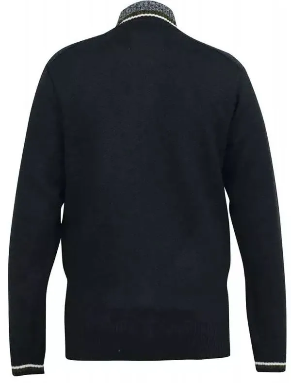 Duke Salvatore Zip Navy Knit Sweatshirt Navy