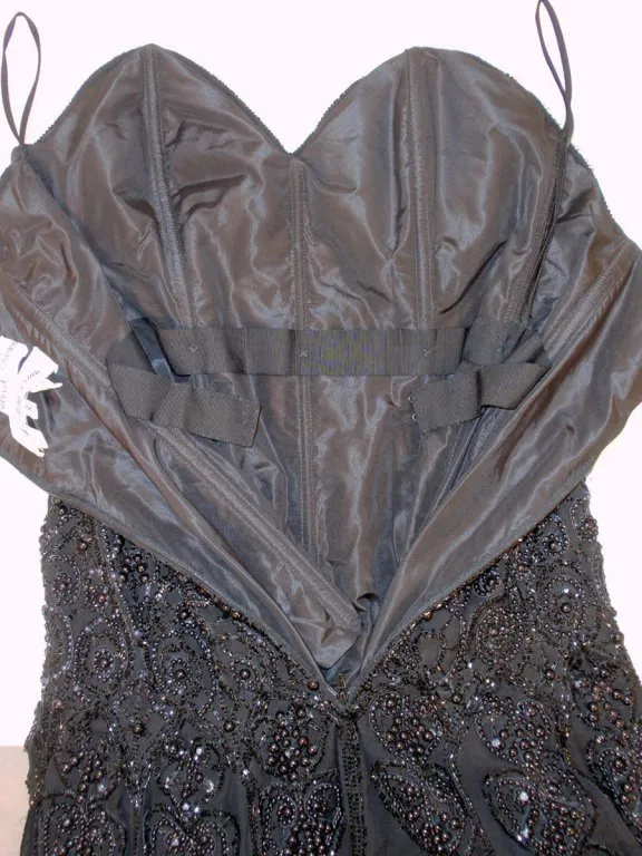 EAVIS & BROWN Black Hand Beaded Strapless Evening Gown