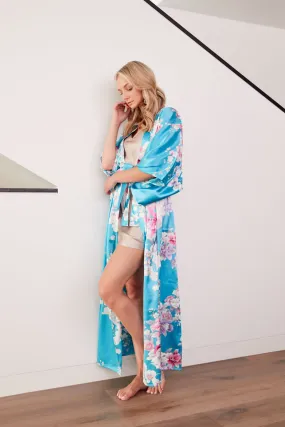 Elegant Orchids Long Silk Kimono