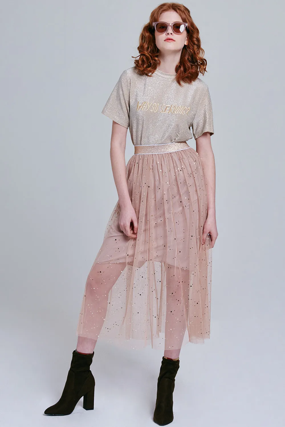 Esther Flowy Star Mesh Skirt