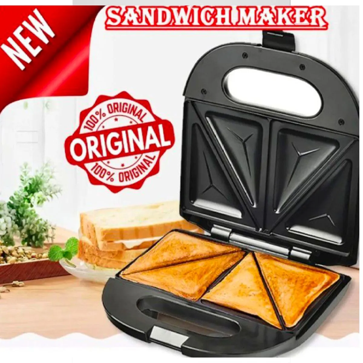 Factory Store Double Sided Heating Pocket Sandwich Grill Breakfast Sandwich Maker