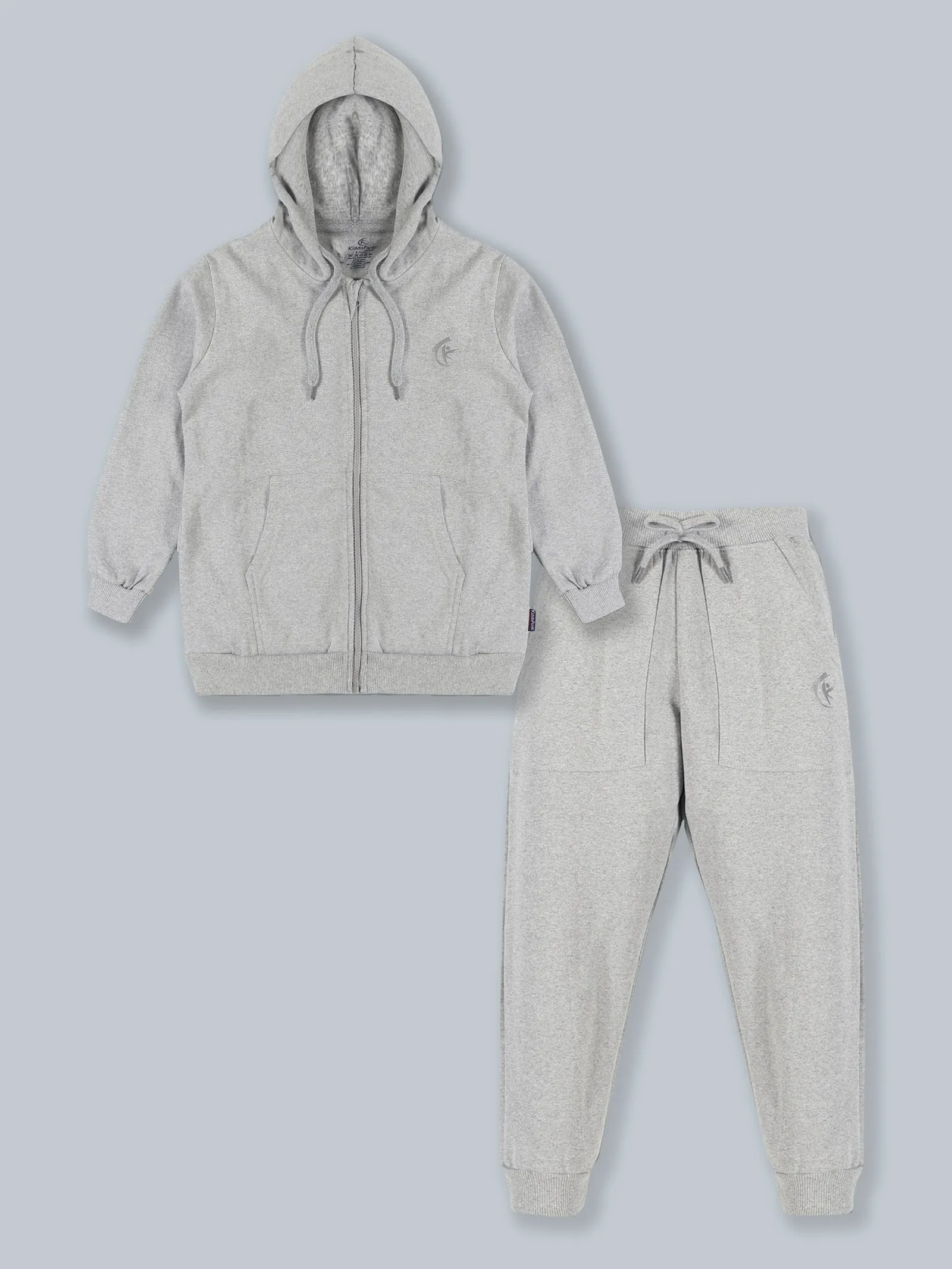 Fleece Solid Zip Front Open Hooded Sweatshirt  & Track Pant Set