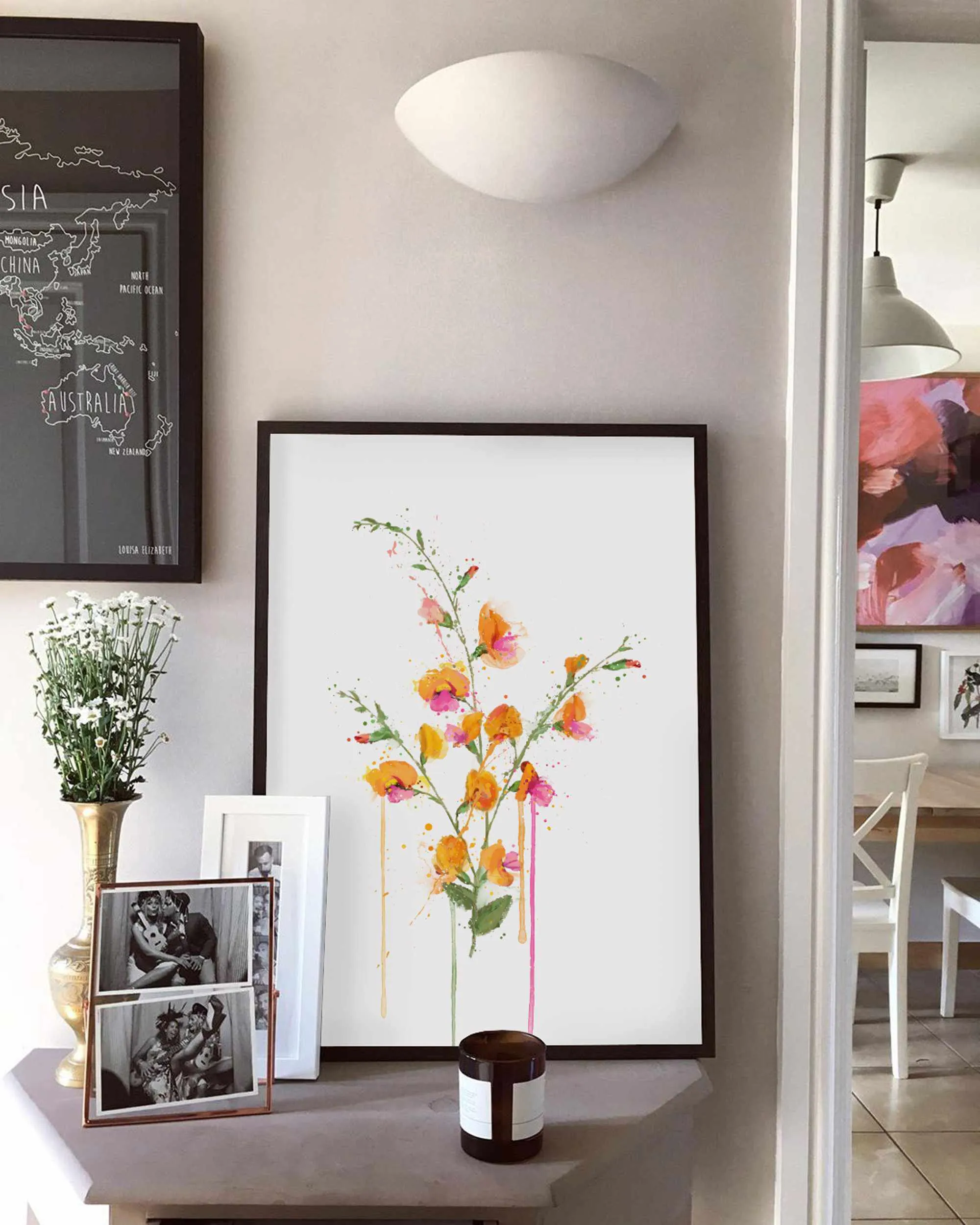 Flower Wall Art Print 'Flame Pea'