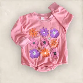 Flowers Sweatshirt Romper