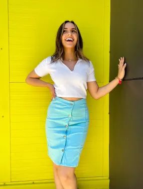 Gabardine Turquoise Skirt