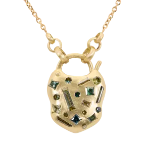 Green Mixed Cut Confetti Padlock Necklace - Made to Order