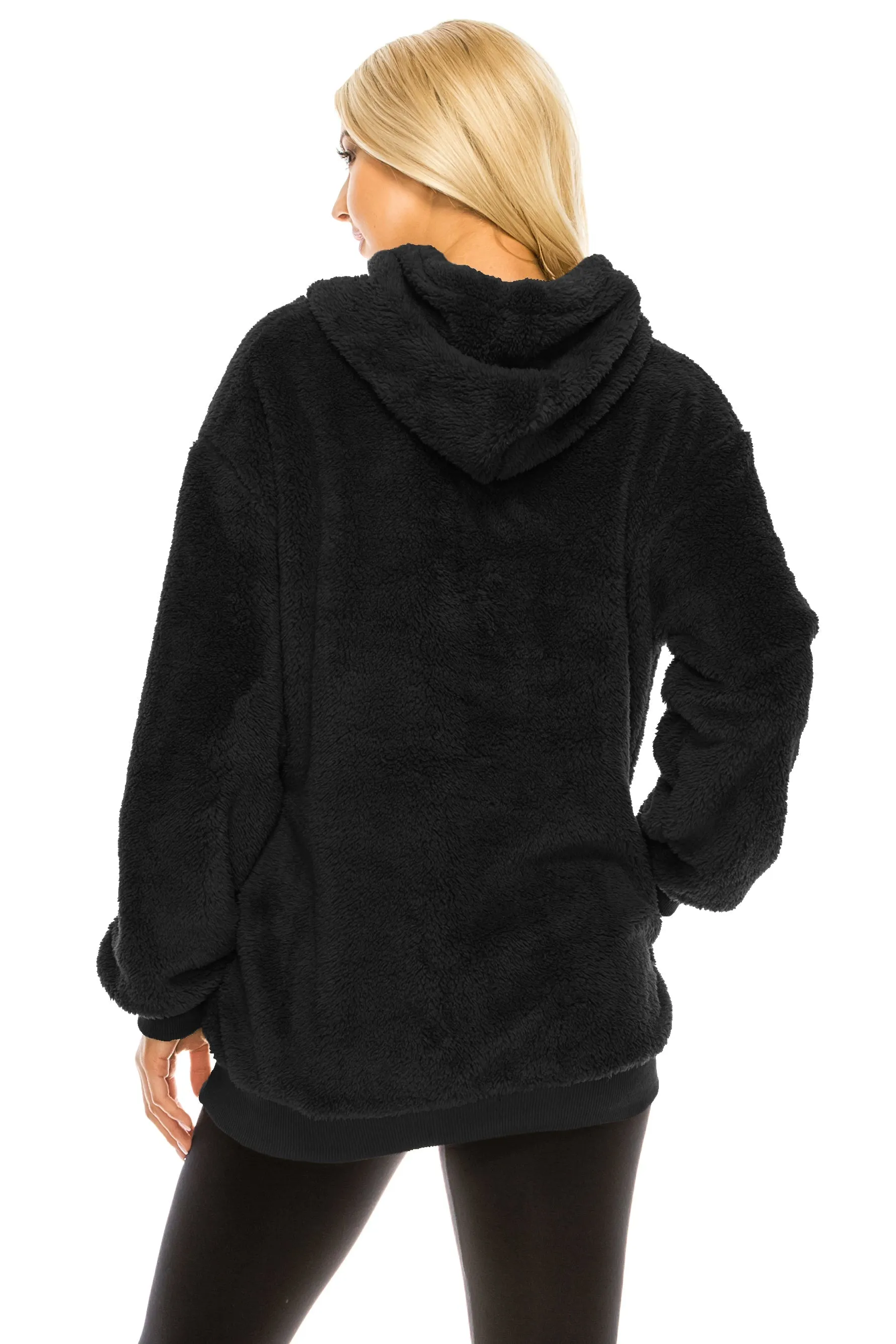 Haute Edition Women's Colorblock and Solid 1/4 Zip Sherpa Hoodie