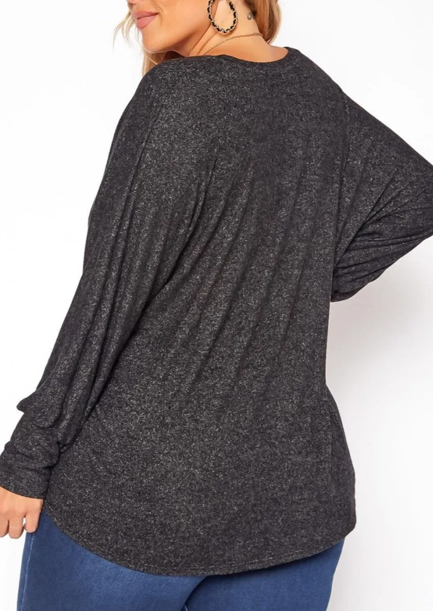 Hi Curvy Plus Size Basic V Neck Knit Sweater