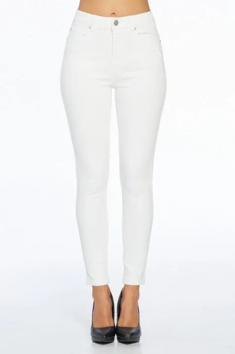 High Rise Cropped Skinny Jeans - White EP3035