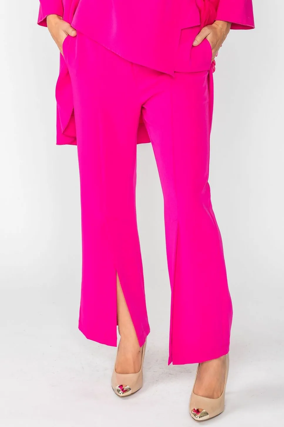 Hot Pink Pants With Front Slit