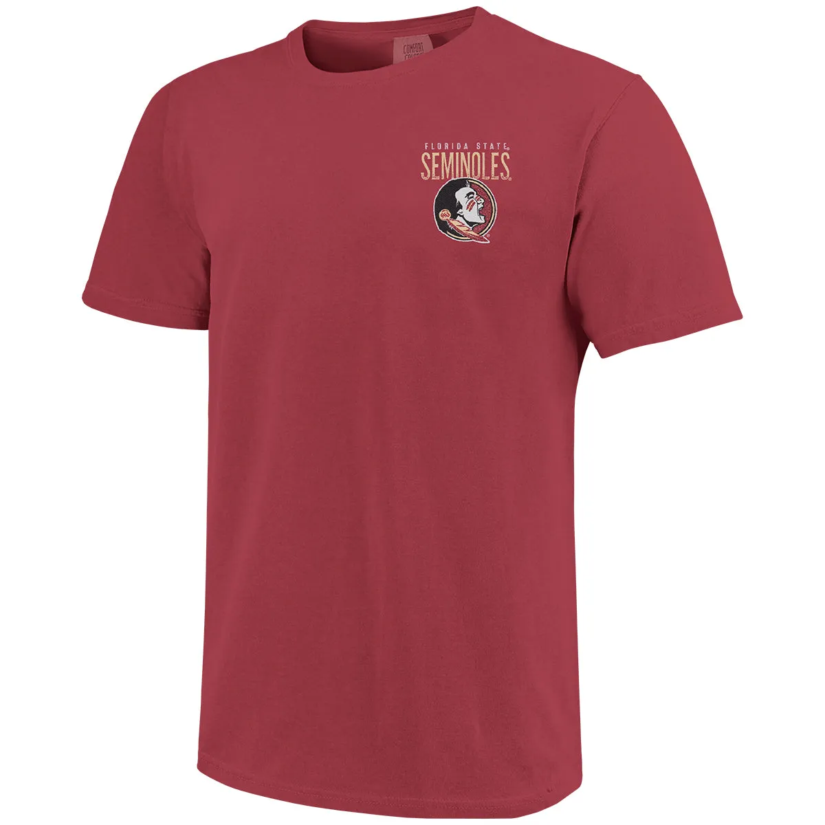 Image One Comfort Colors Adult/Unisex Seminole Logo/Fear the Spear Design Short Sleeve T-shirt - Chili