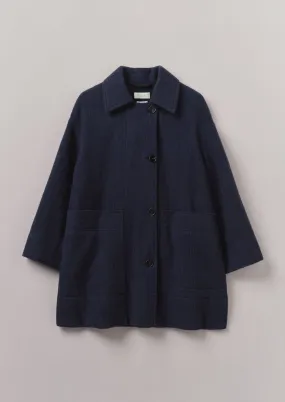 Indigo Cotton Wool Pea Coat | Indigo