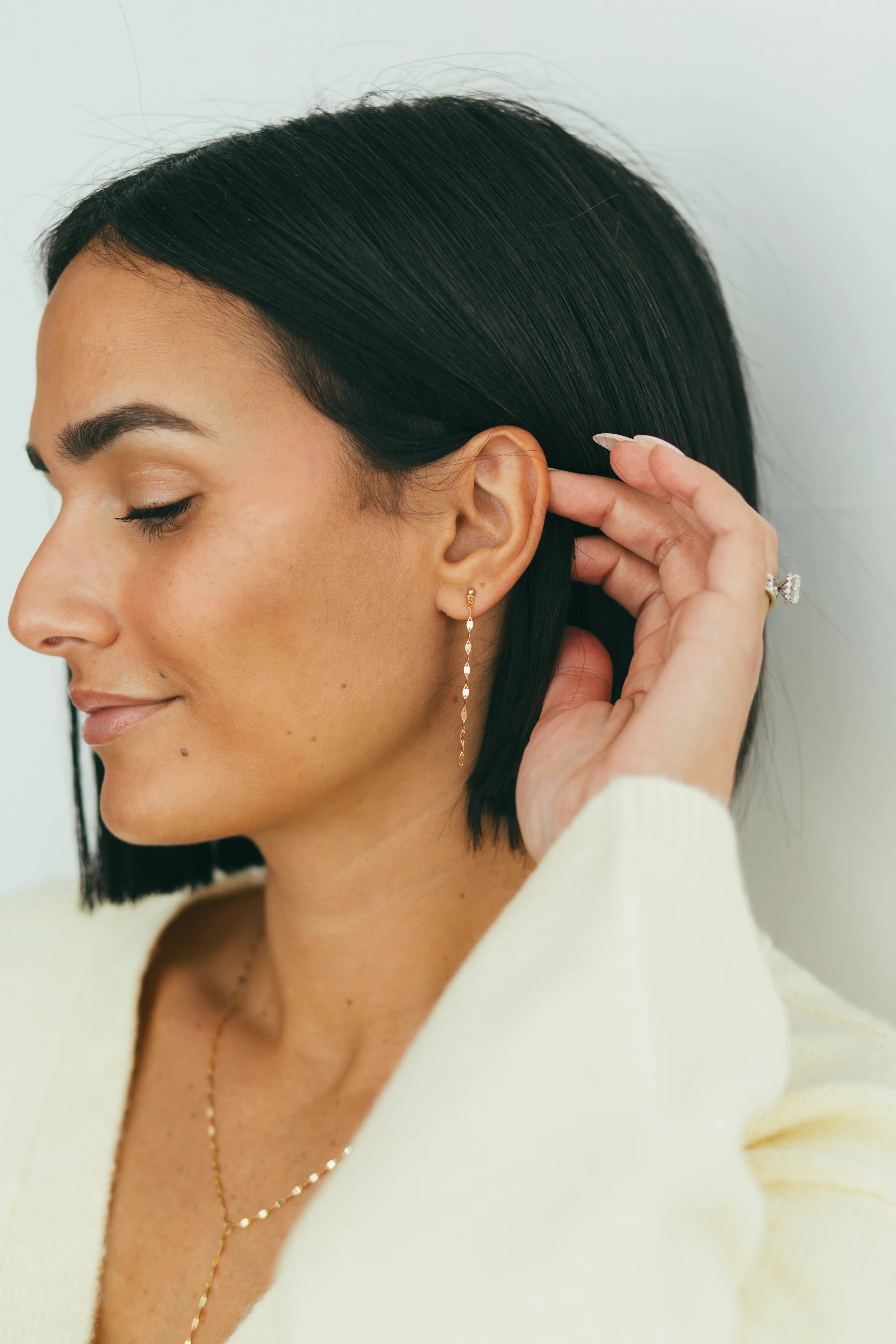 JJ x Chantel Carreira Gold Mirror Link Drop Earrings