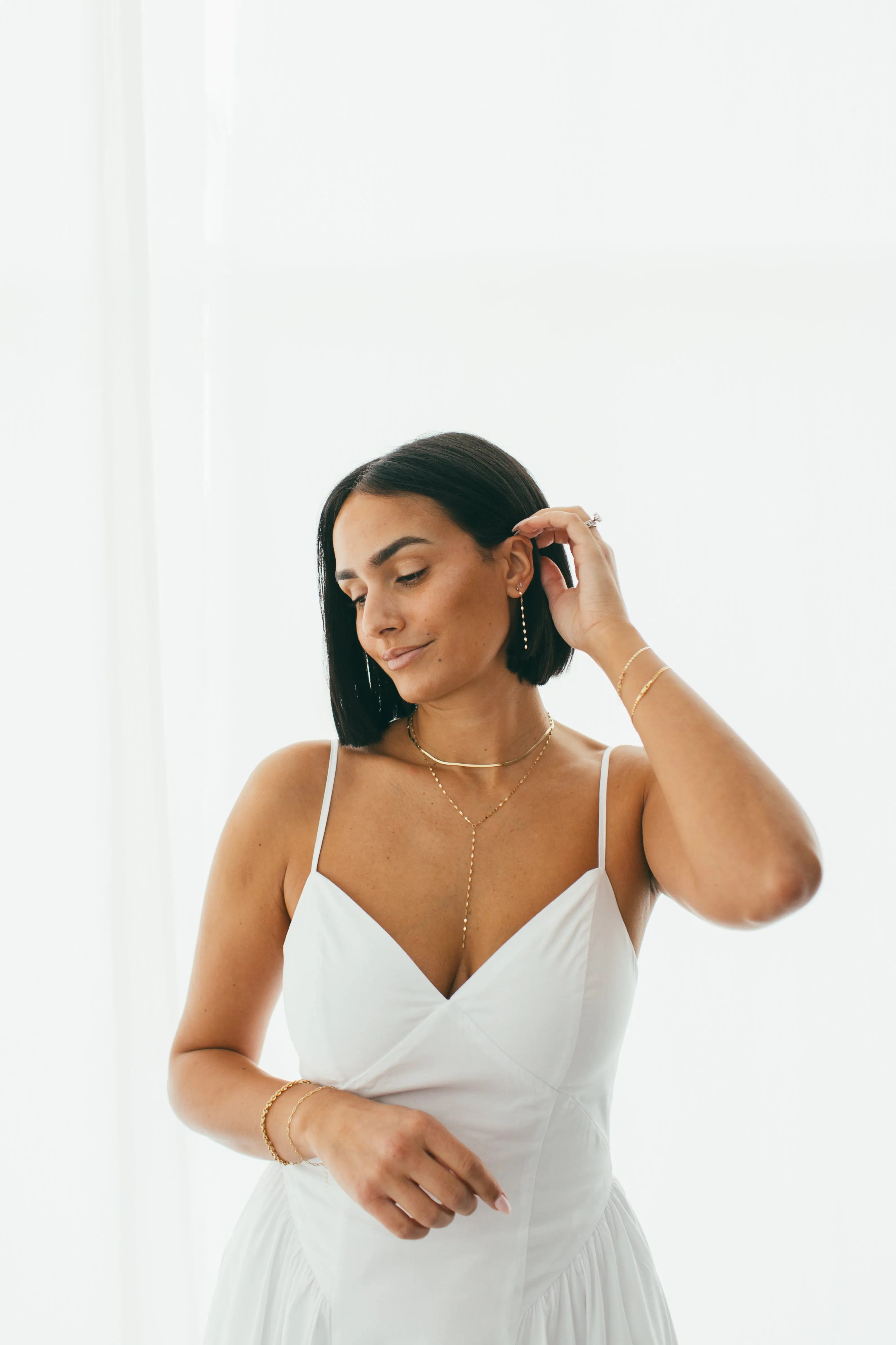 JJ x Chantel Carreira Gold Mirror Link Drop Earrings