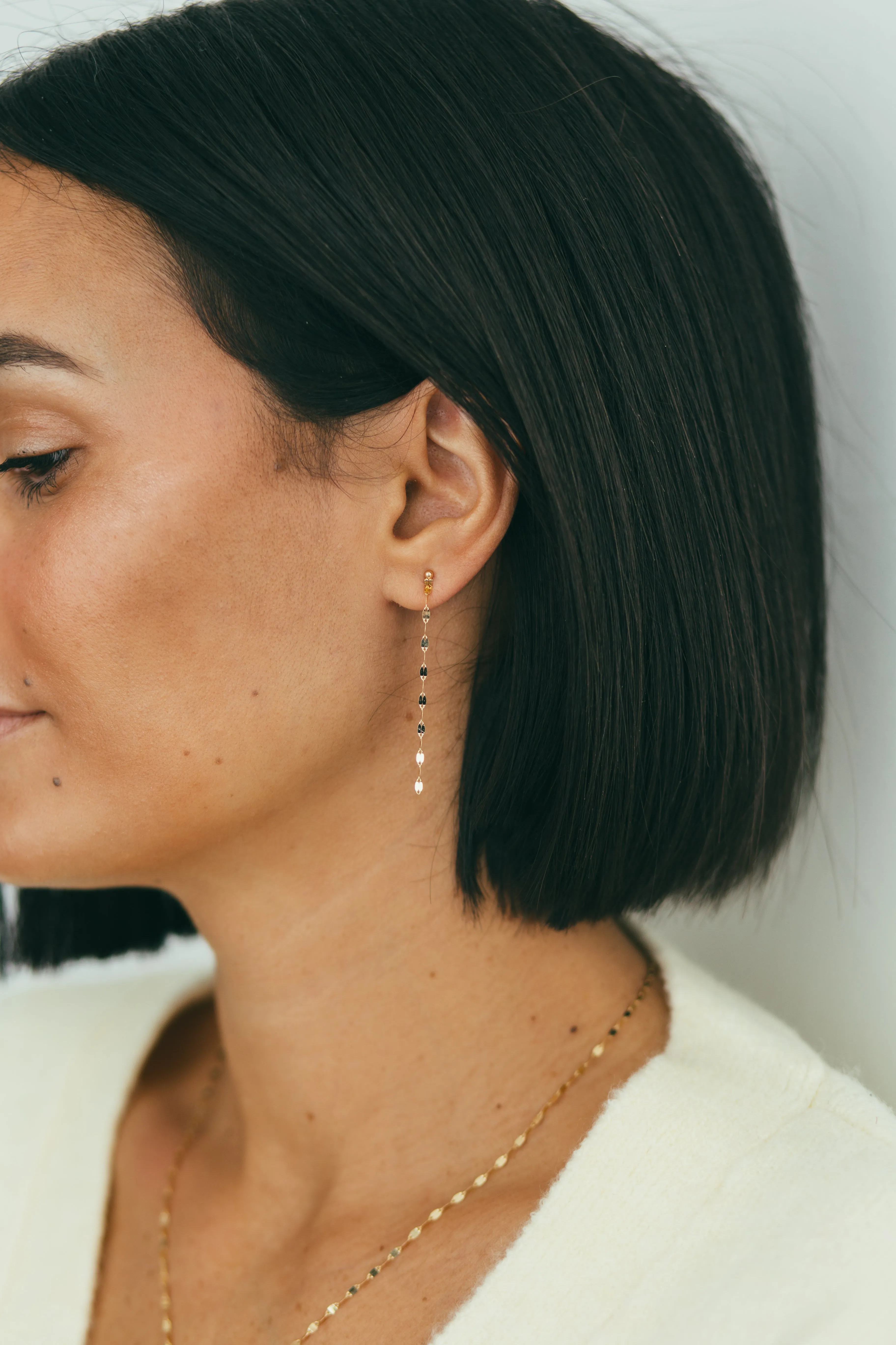 JJ x Chantel Carreira Gold Mirror Link Drop Earrings