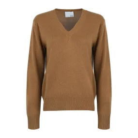 Jules v -neck knit sweater - camel