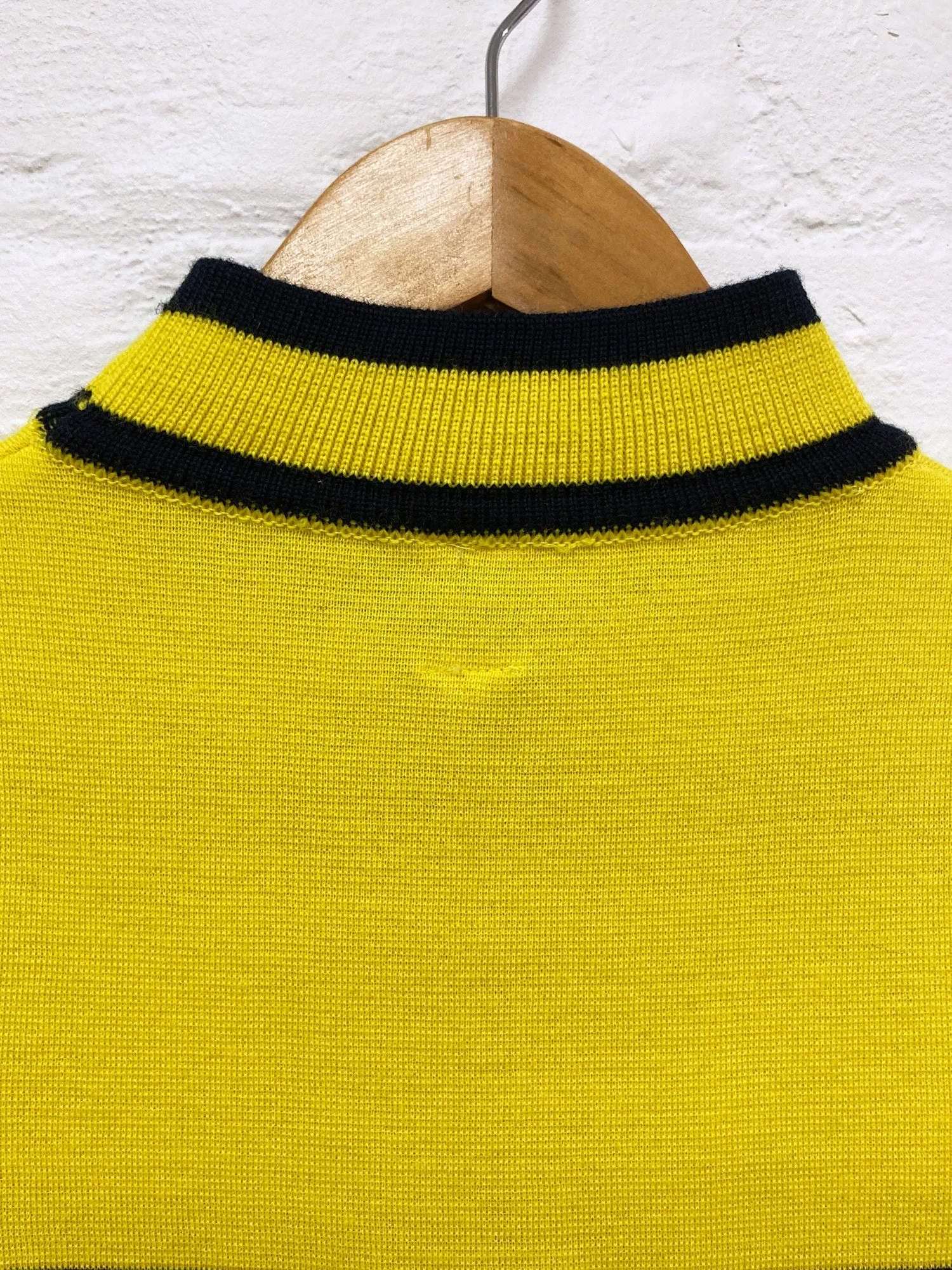 Junko Shimada Part 2 yellow and navy wool stripe mock neck sweater - M S