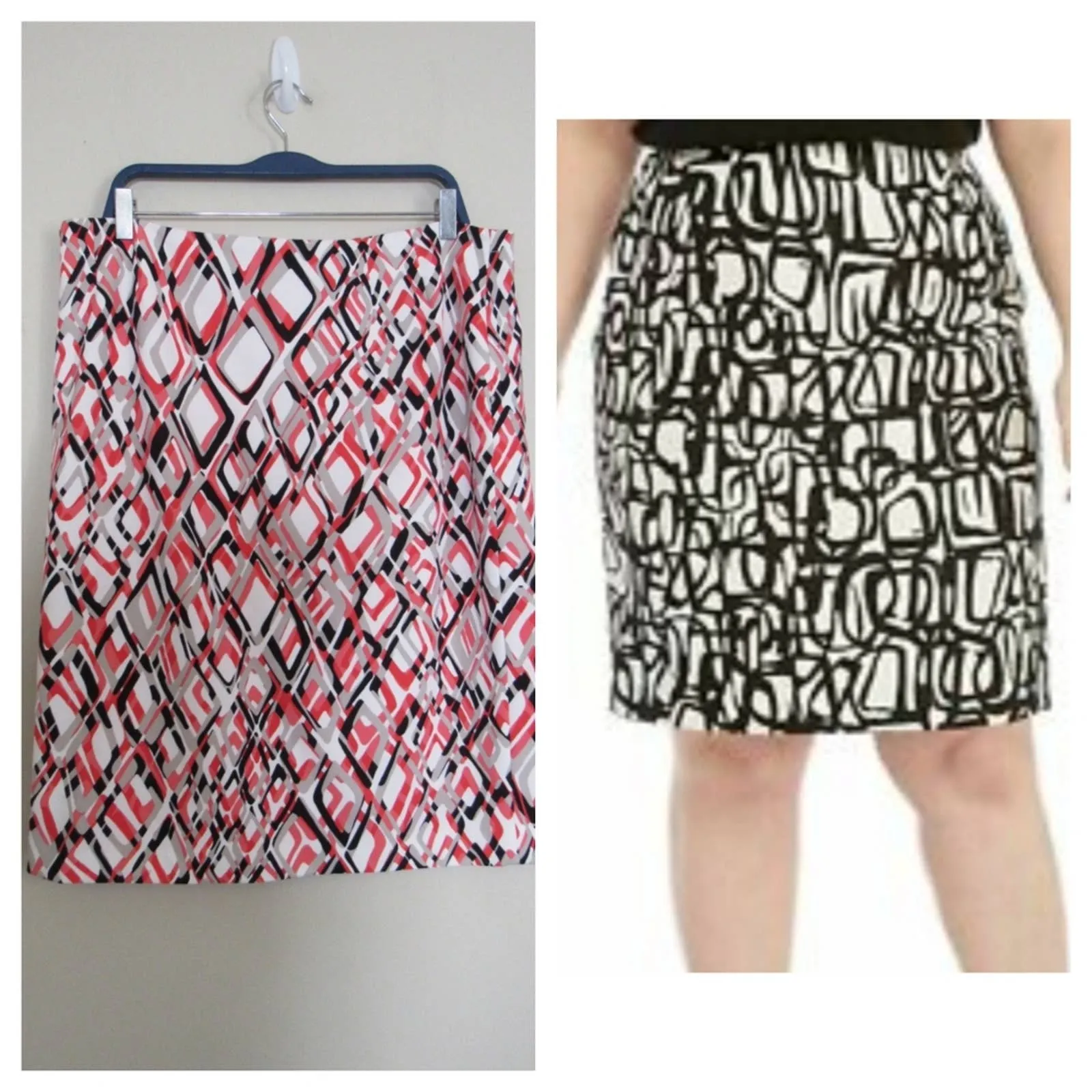 Kasper Geometric Jacquard Skirt