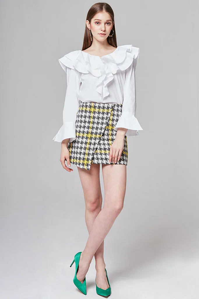 Keira Checked Wool-Blend Mini Skirt