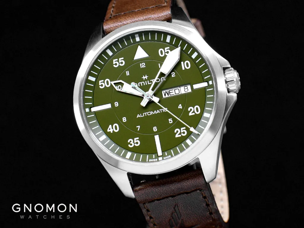 Khaki Aviation Pilot Day Date Auto Army Green Ref. H64635560