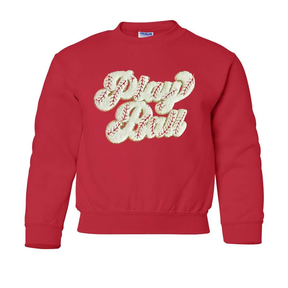 Kids Play Ball Letter Patch Crewneck Sweatshirt