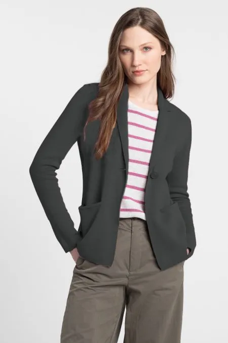 Kinross Cashmere Notch Collar Cardigan