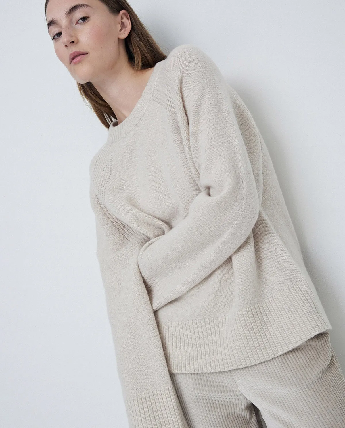 Knitted Ecru sweater with wool by YERSE