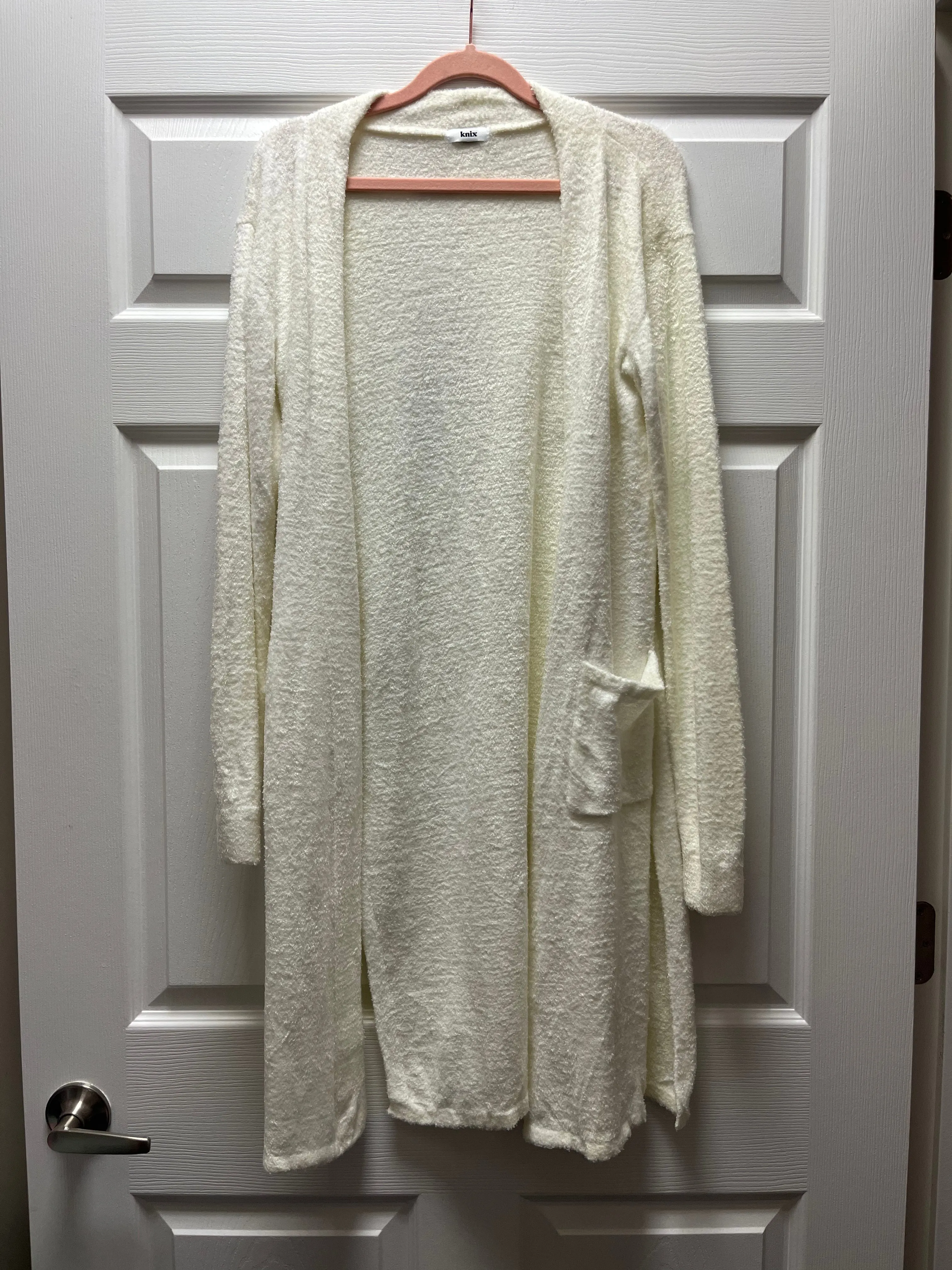 Knix White Long Cardigan Sz Med