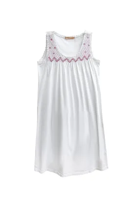 La Cera Plus Size 100% Cotton Knit Smocked Chemise