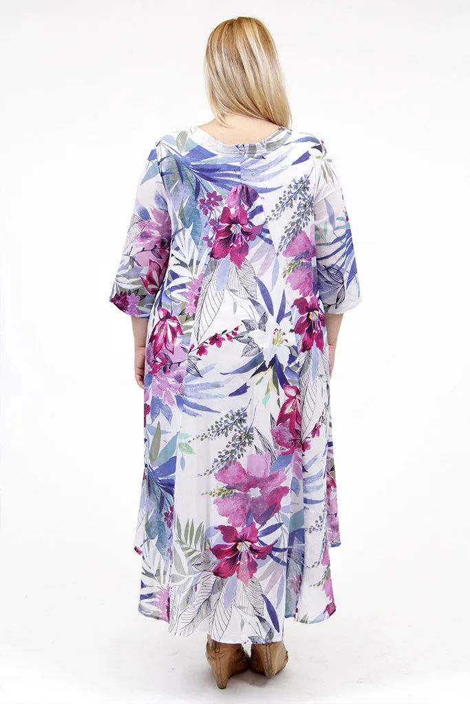 La Cera Women's Plus Size High-Low Printed Caftan