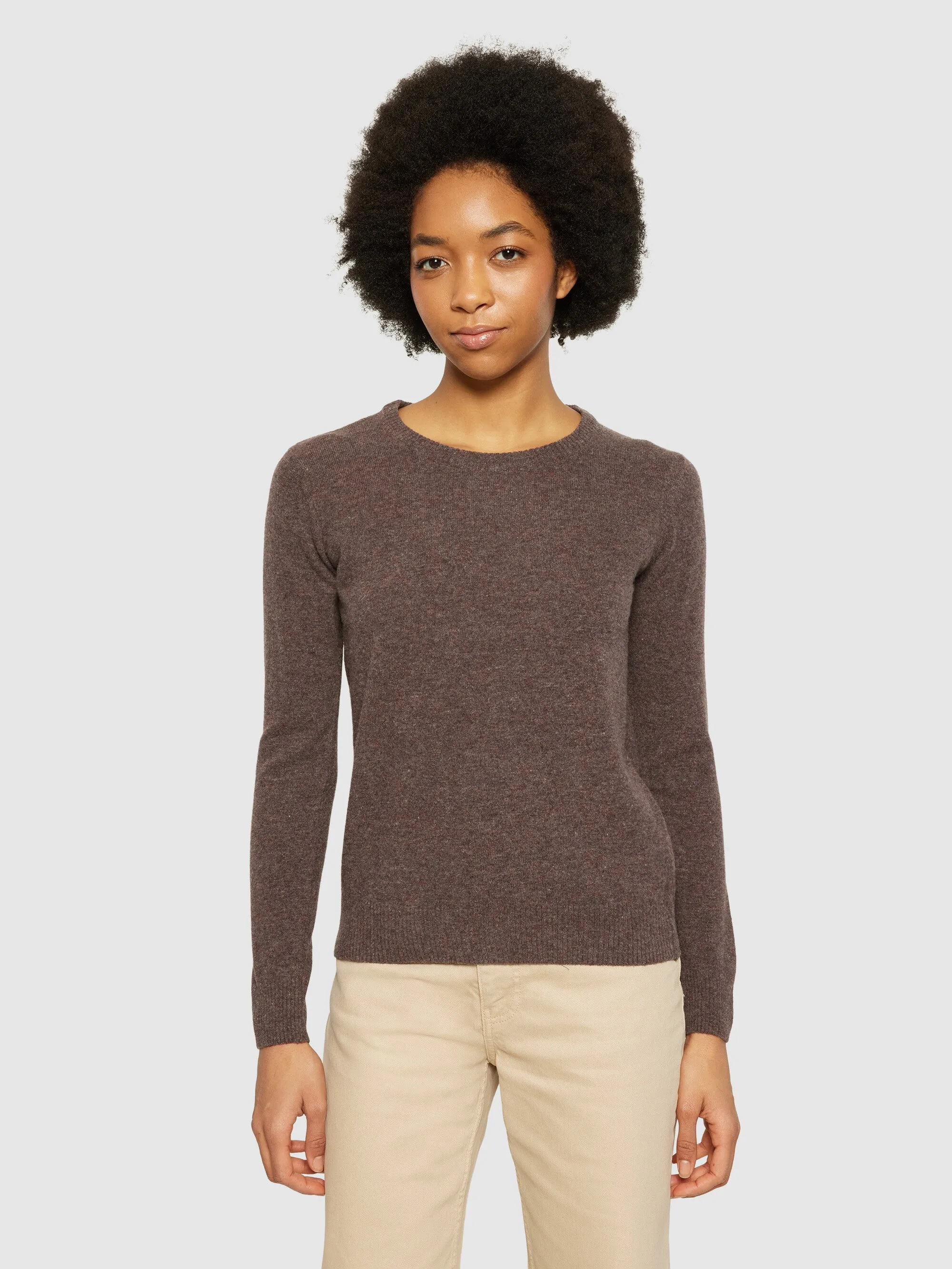 Lambswool crew neck - Demitasse (brown)