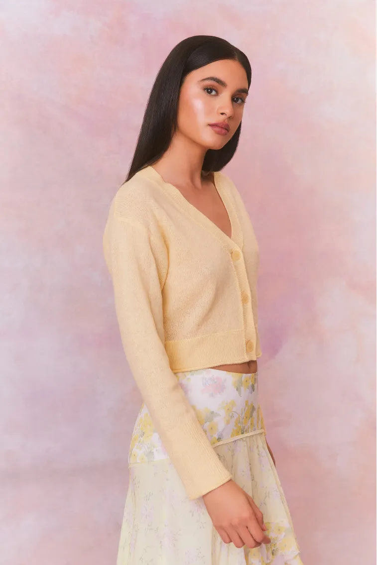 Lawrence Yellow Bow Applique Cardigan