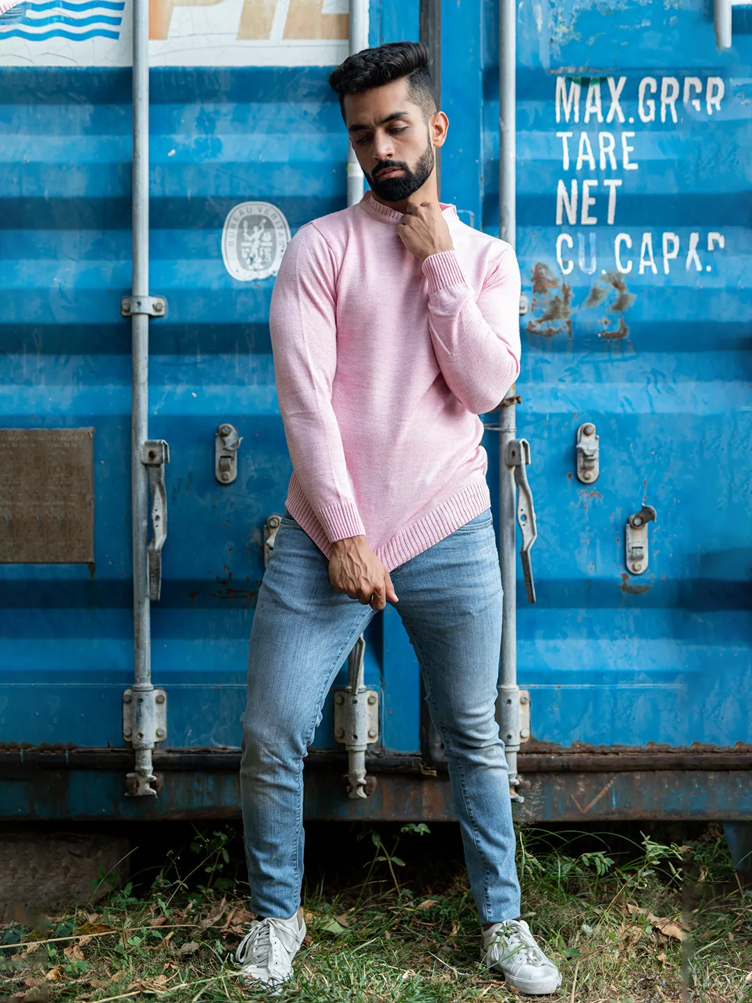 Light Pink Color Crew Neck Sweater