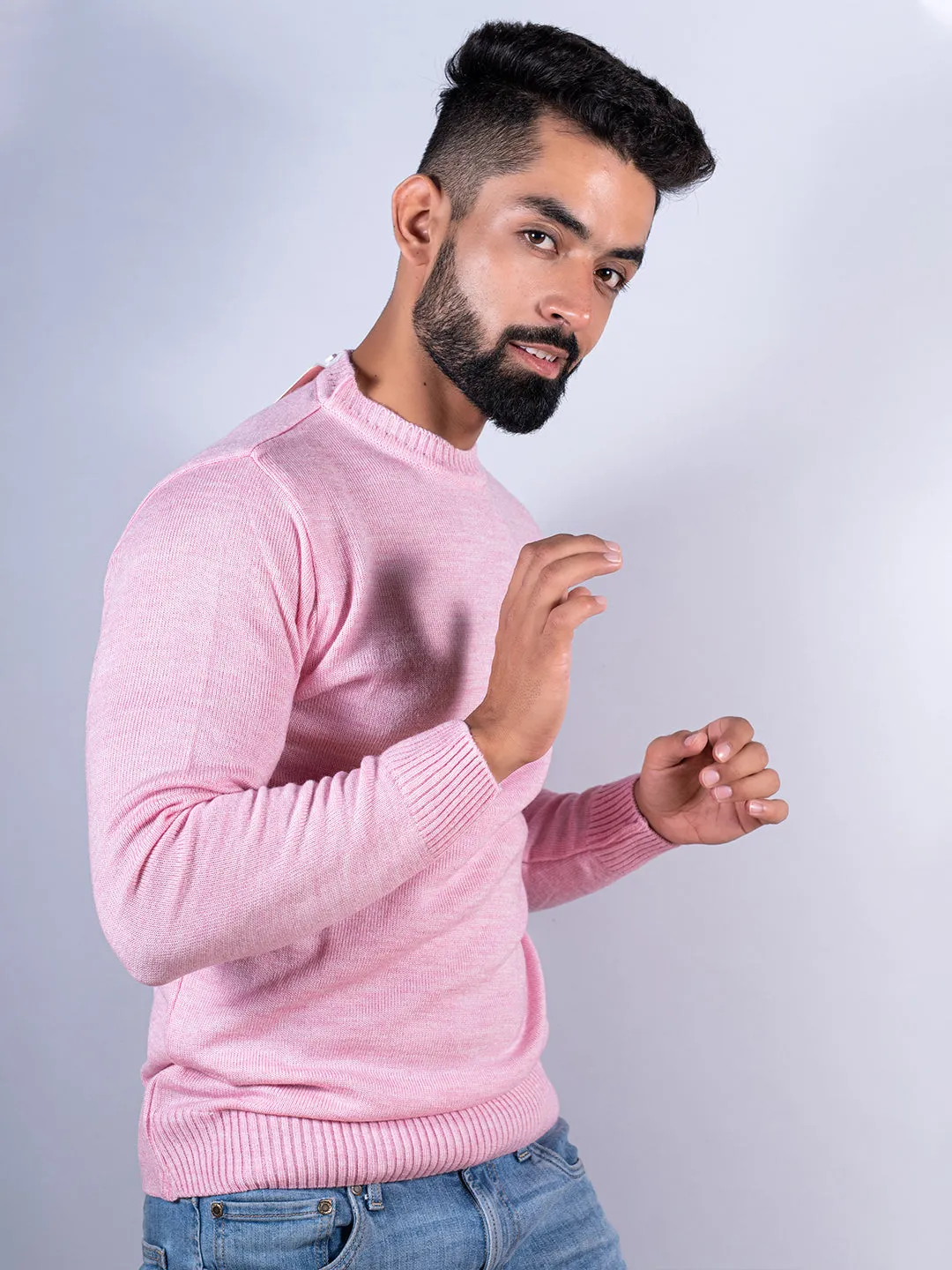 Light Pink Color Crew Neck Sweater