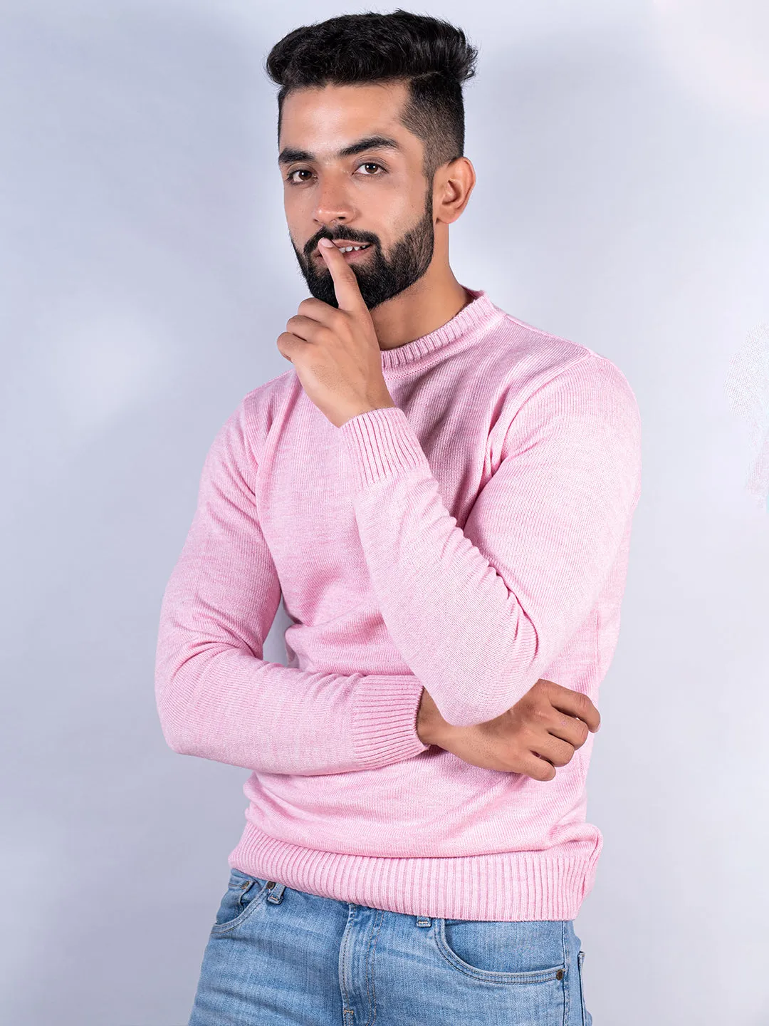 Light Pink Color Crew Neck Sweater