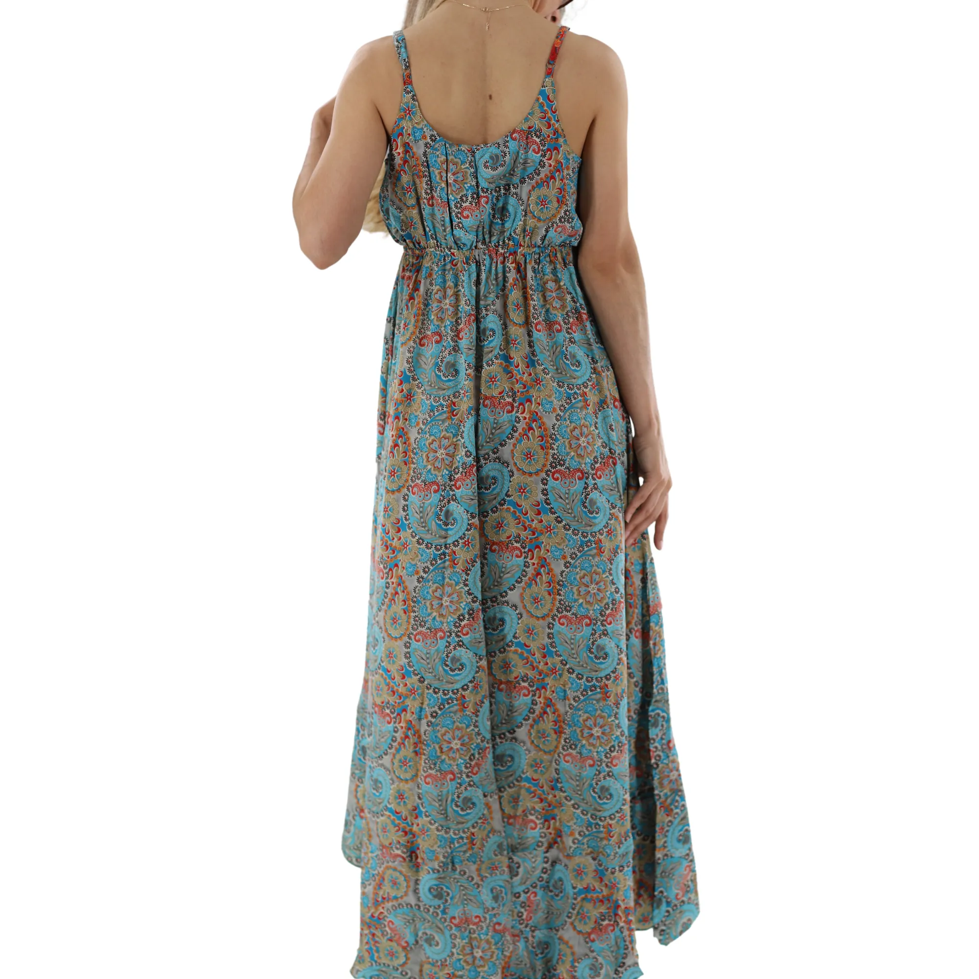 Long 'Emma' Midi/Maxi Dress with V Neckline and Straps