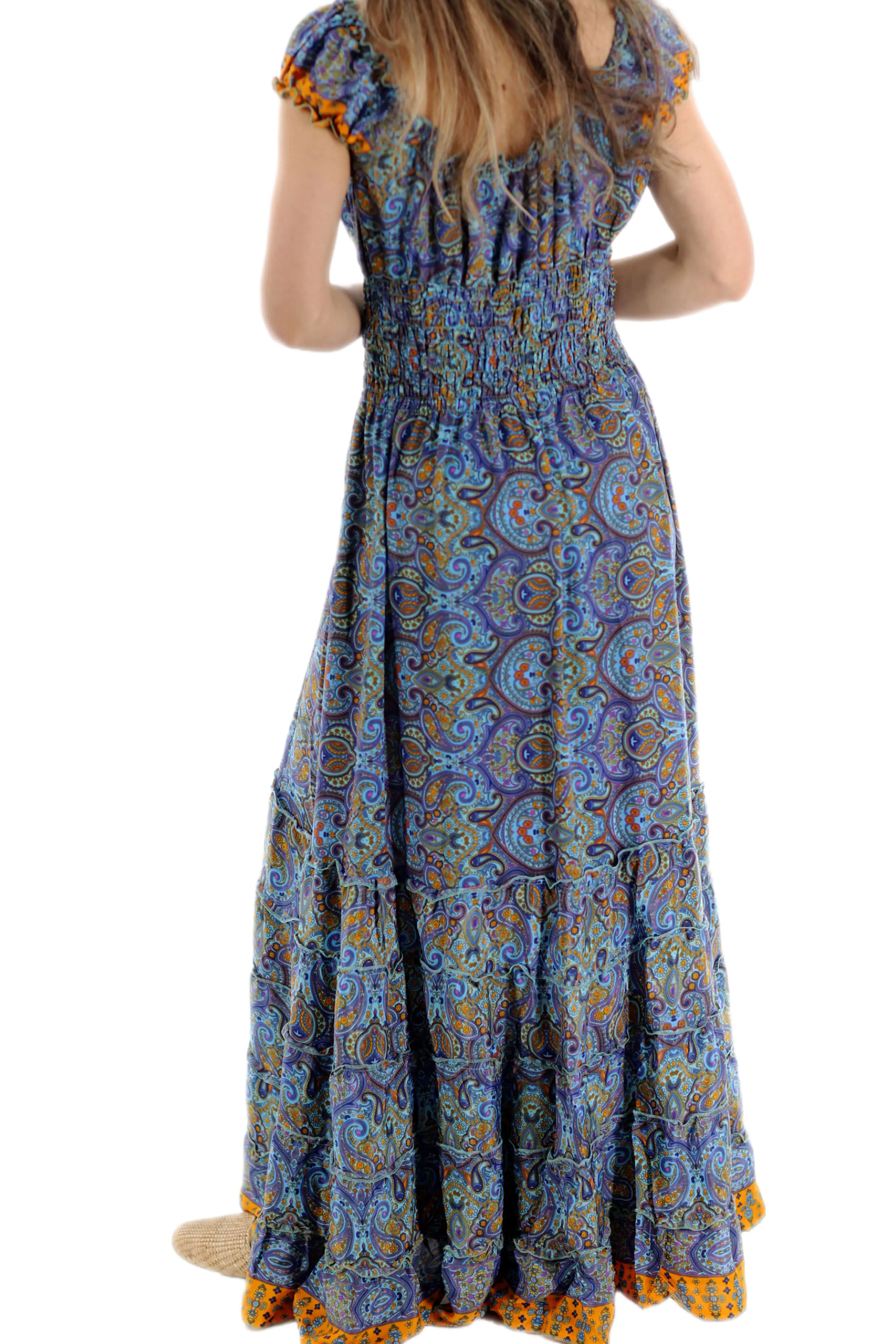 Long Flowy Floral 'Donna' (2024) Maxi Dress in Blue